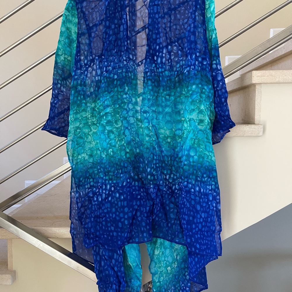 VINTAGE GOTTEX TURQUOISE swim coverup 💝HP - Picture 10 of 10